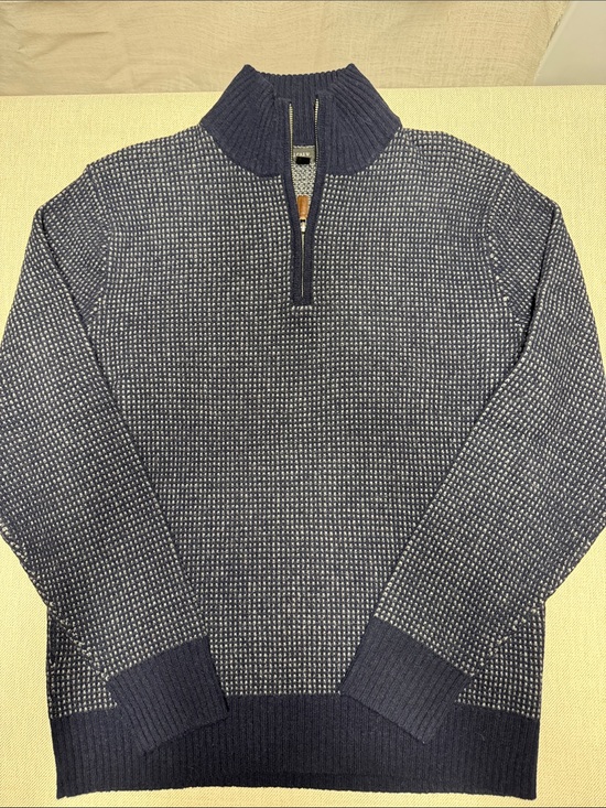 J. Crew Other - J. Crew Navy and White Textured Half-Zip Sweater. 0174